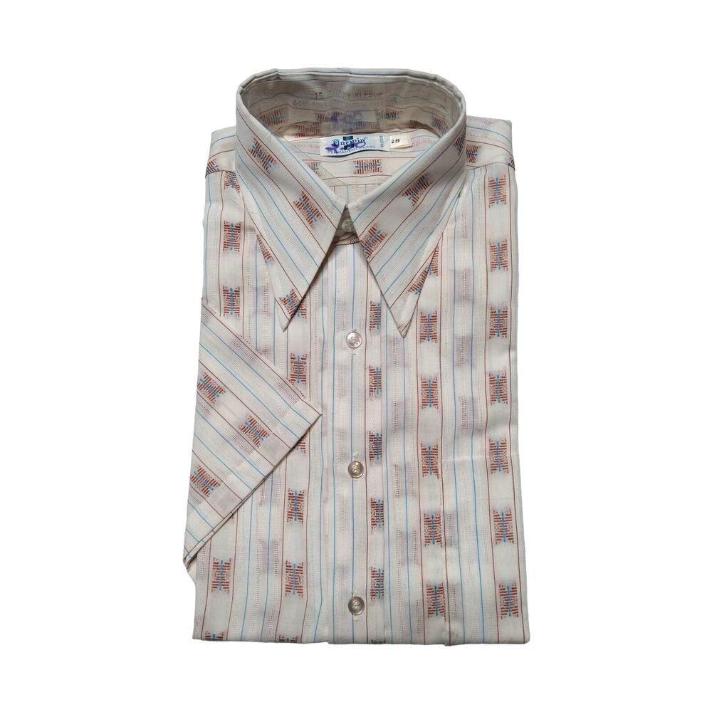 Vintage 70s Darwin Pearl Snap Button Shirt 15 S NOS Embroidered USA Rockabilly